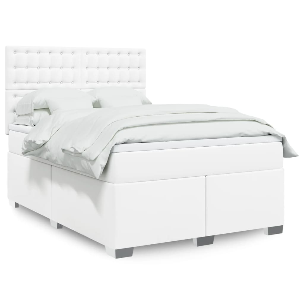 JUNG Vida Boxspringbett mit Matratze Weiß 160x200 cm Kunstleder