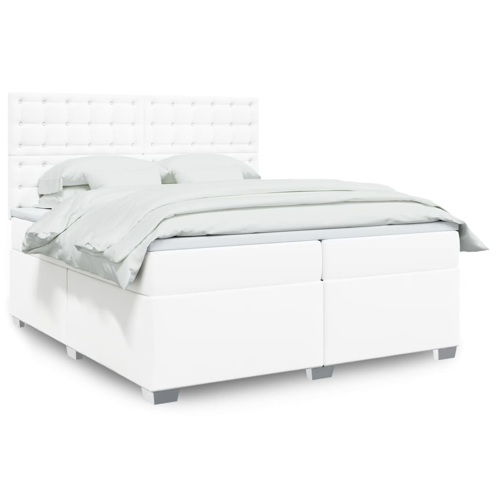 JUNG Vida Boxspringbett mit Matratze Weiß 200x200 cm Kunstleder