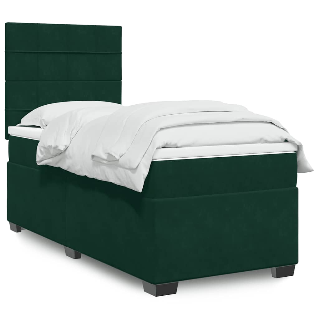 JUNG Vida Boxspringbett mit Matratze Dunkelgrün 90x190 cm Samt