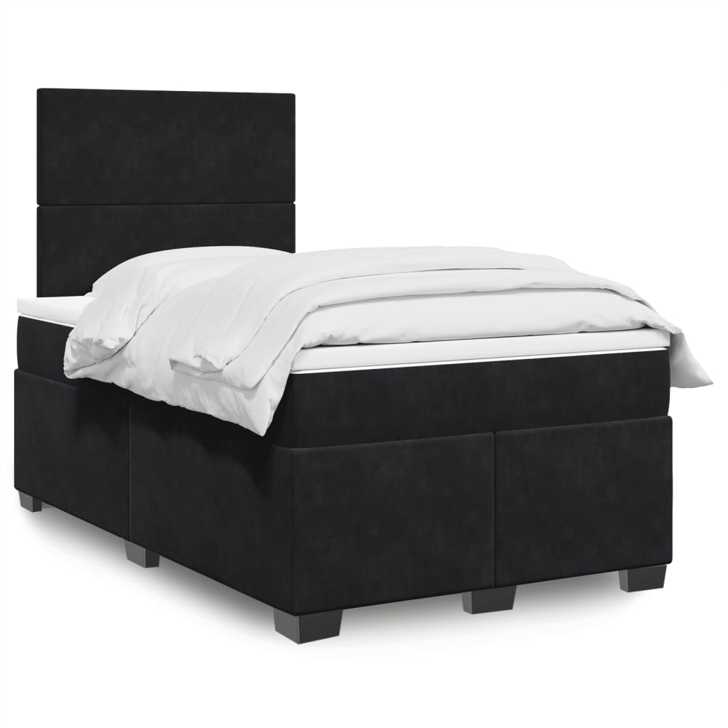 JUNG Vida Boxspringbett mit Matratze Schwarz 120x200 cm Samt