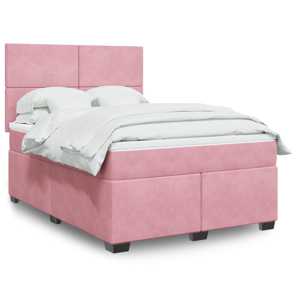 JUNG Vida Boxspringbett mit Matratze Rosa 140x190 cm Samt