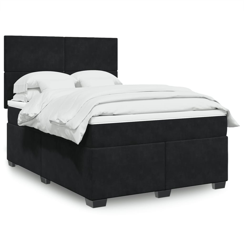 JUNG Vida Boxspringbett mit Matratze Schwarz 140x200 cm Samt