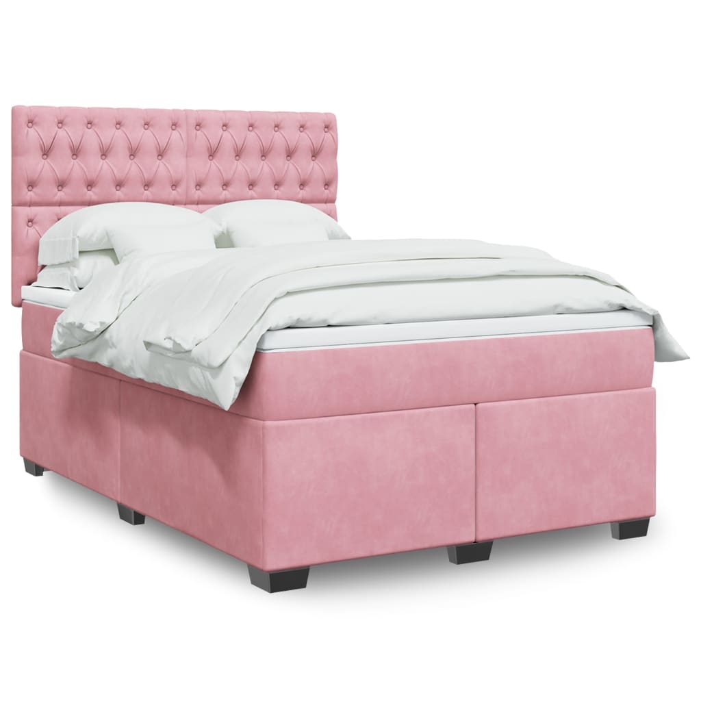 JUNG Vida Boxspringbett mit Matratze Rosa 160x200 cm Samt