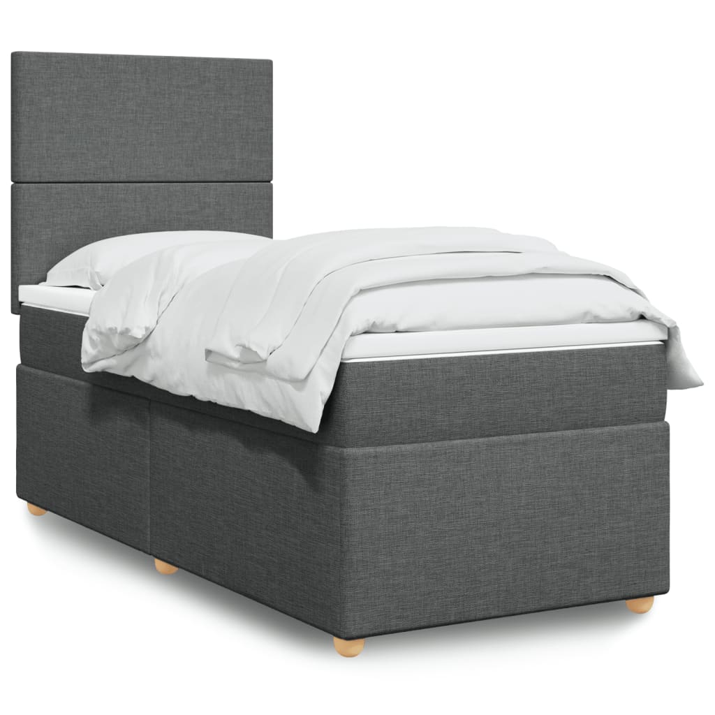 JUNG Vida Boxspringbett mit Matratze Dunkelgrau 80x200 cm Stoff