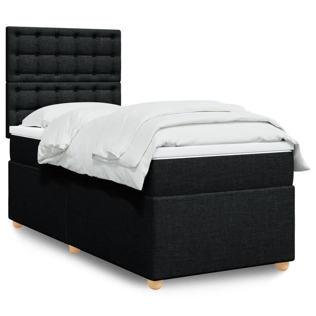 JUNG Vida Boxspringbett mit Matratze Schwarz 90x190 cm Stoff