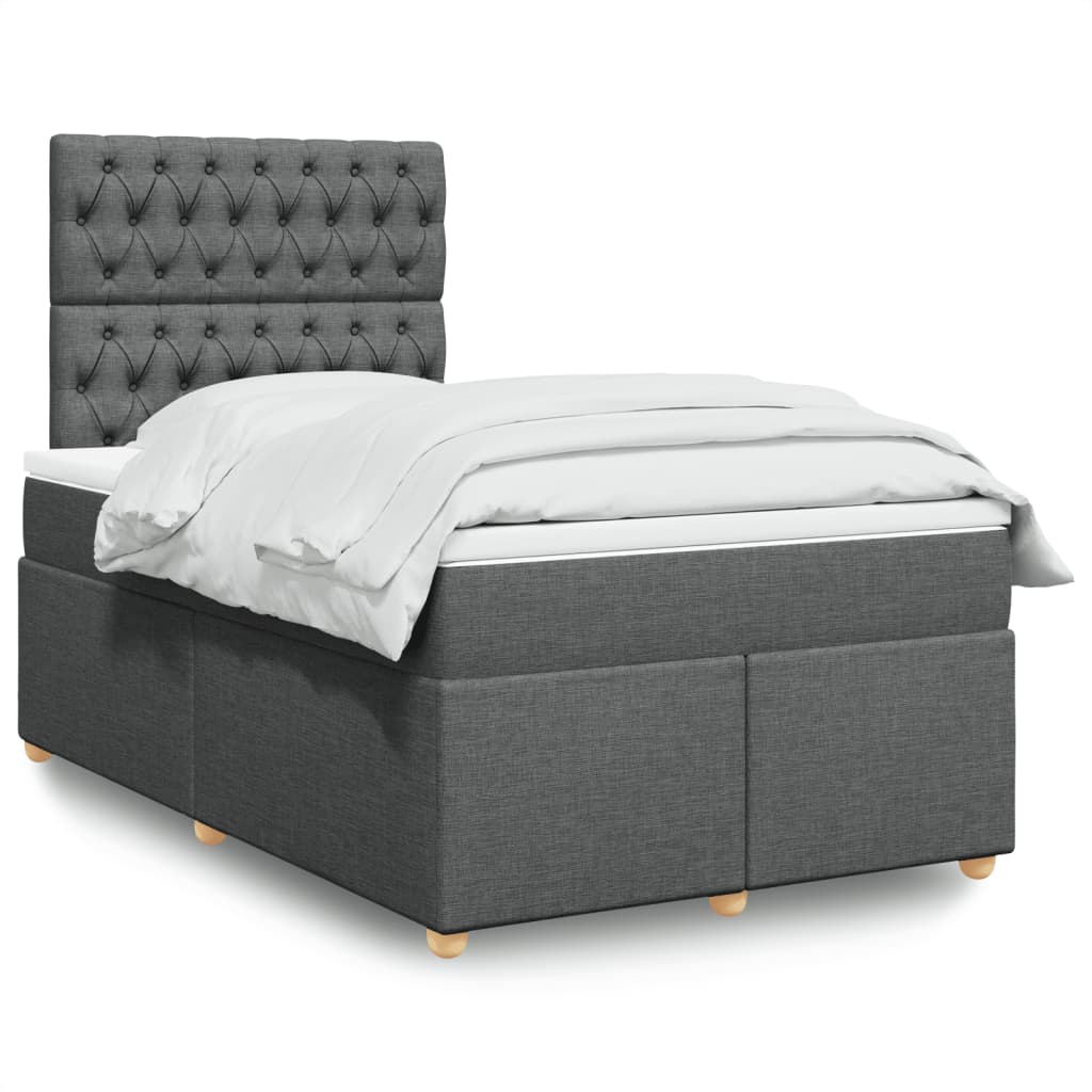 JUNG Vida Boxspringbett mit Matratze Dunkelgrau 120x200 cm Stoff