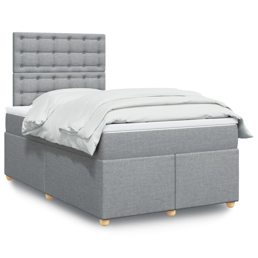 JUNG Vida Boxspringbett mit Matratze Hellgrau 120x200 cm Stoff