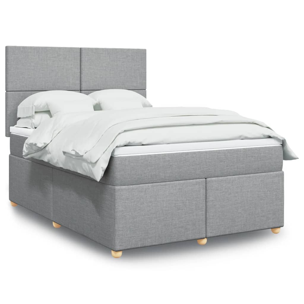 JUNG Vida Boxspringbett mit Matratze Hellgrau 140x190 cm Stoff