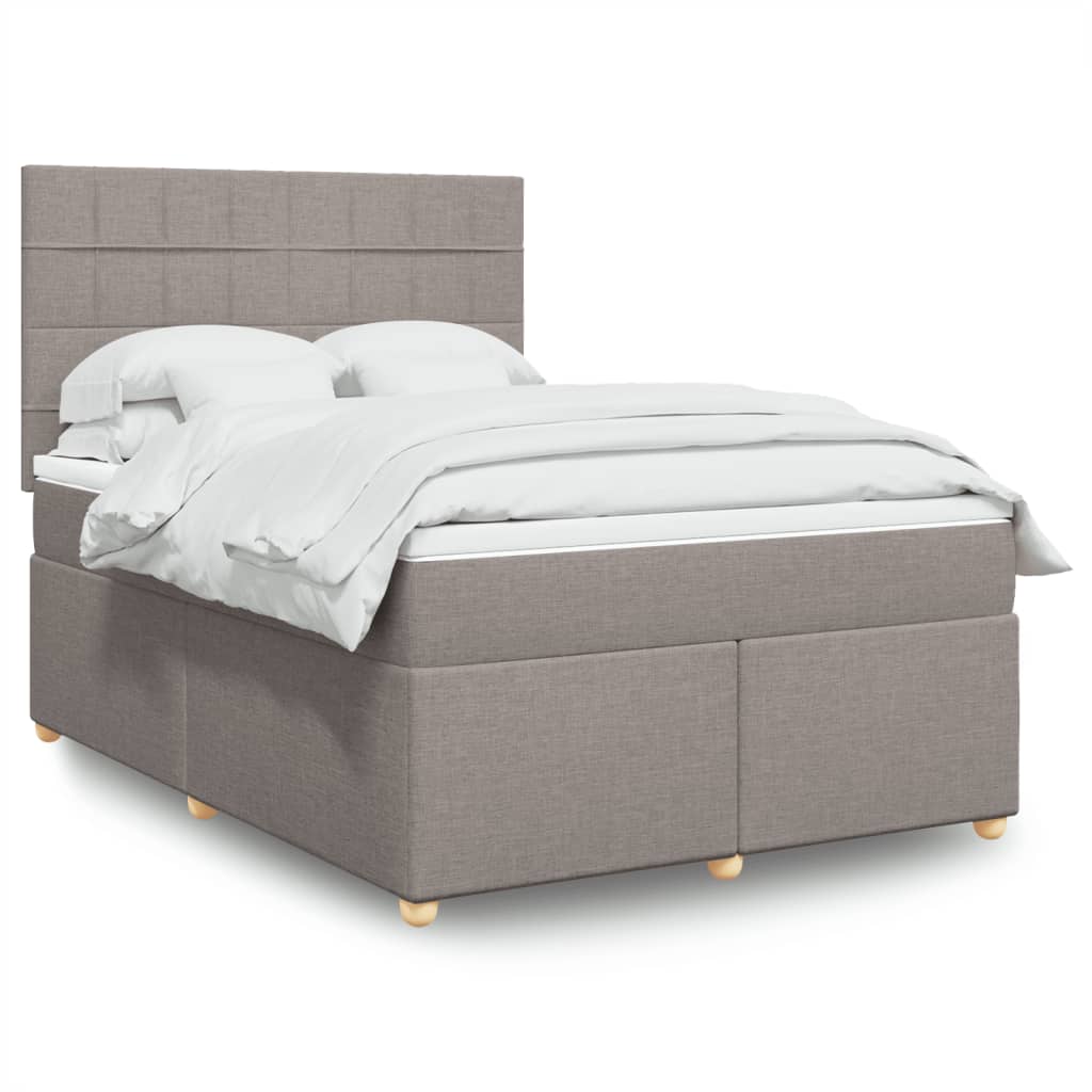 JUNG Vida Boxspringbett mit Matratze Taupe 140x200 cm Stoff
