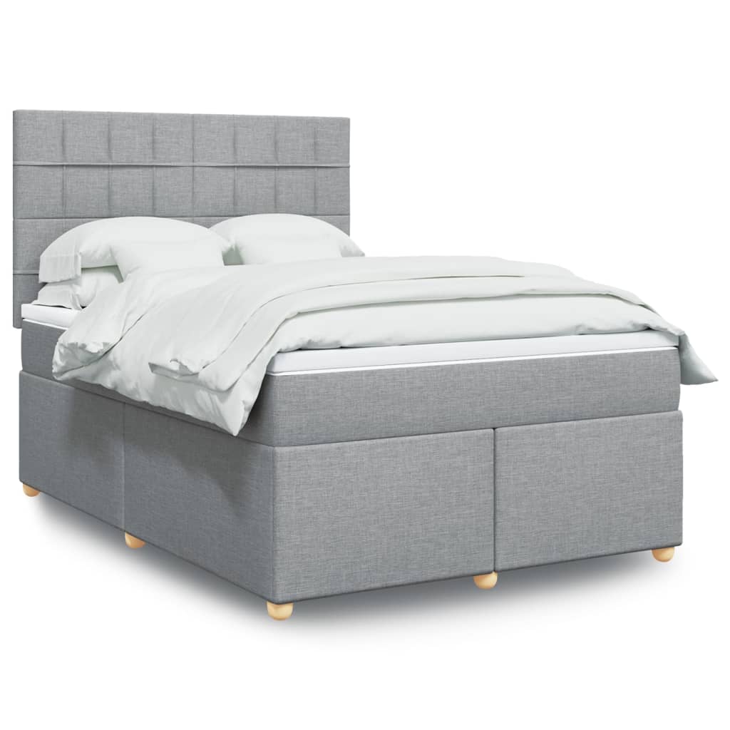 JUNG Vida Boxspringbett mit Matratze Hellgrau 160x200 cm Stoff