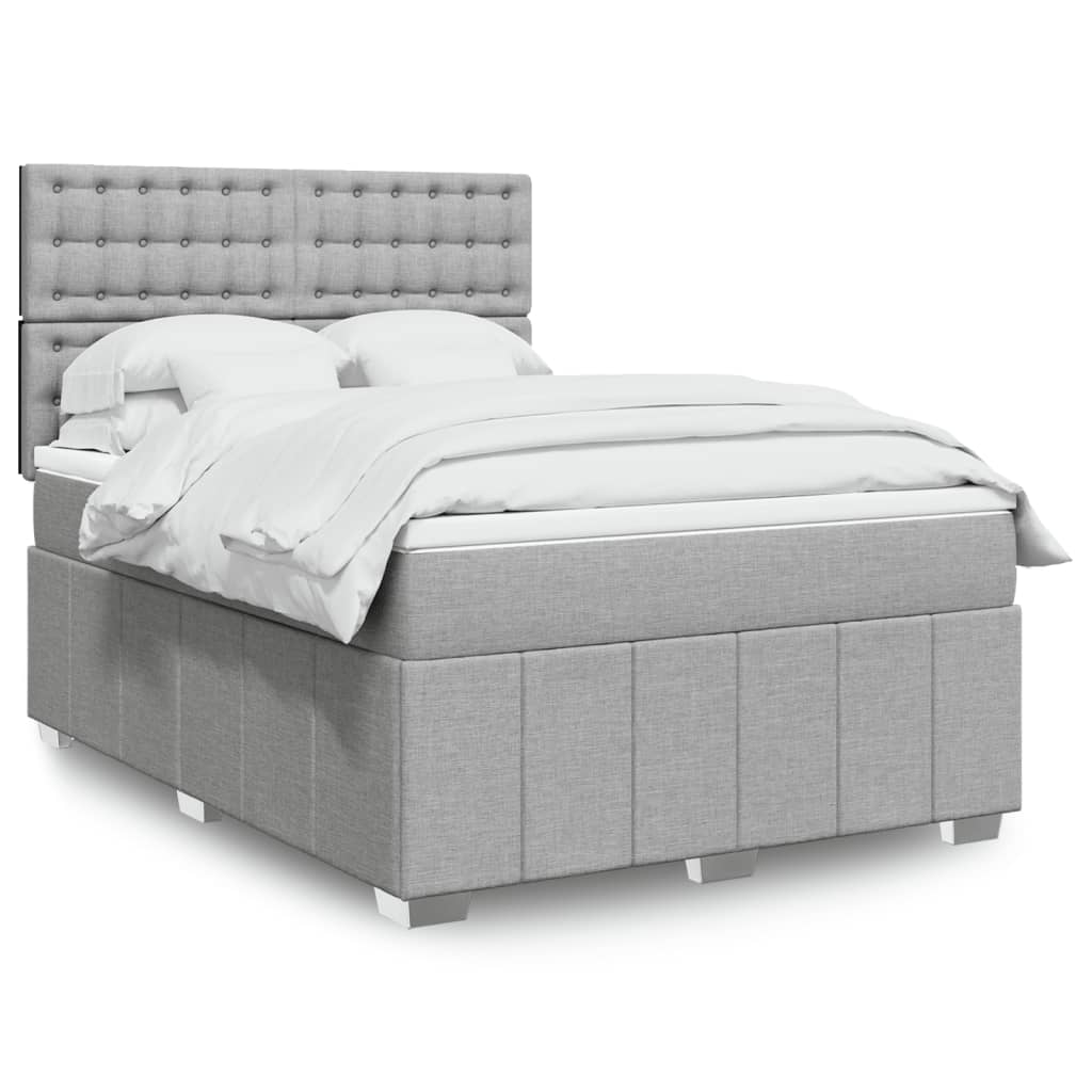 JUNG Vida Boxspringbett mit Matratze Hellgrau 140x200 cm Stoff