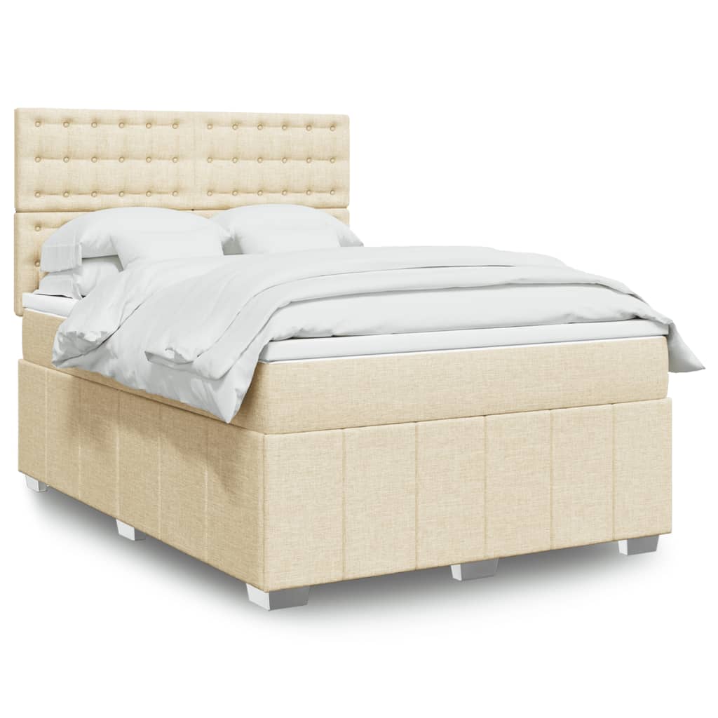 JUNG Vida Boxspringbett mit Matratze Creme 160x200 cm Stoff