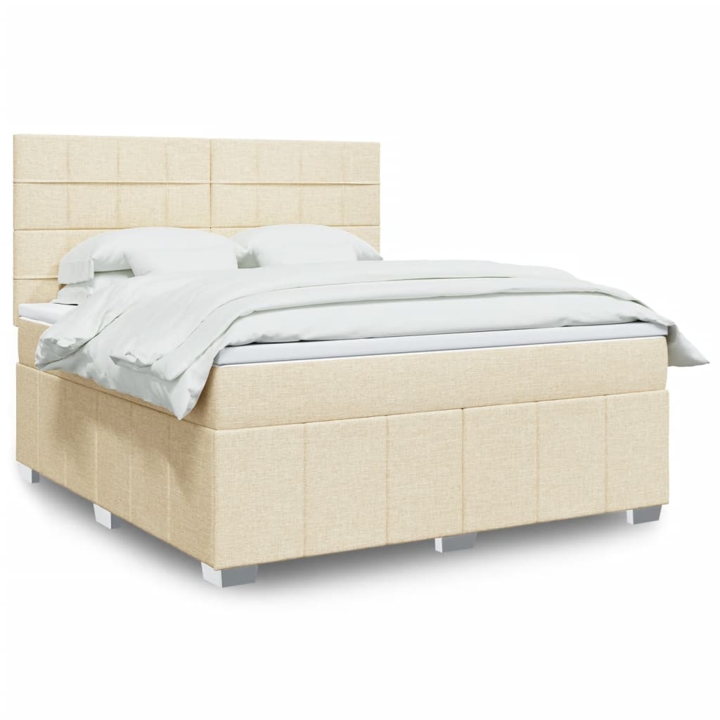 JUNG Vida Boxspringbett mit Matratze Creme 180x200 cm Stoff