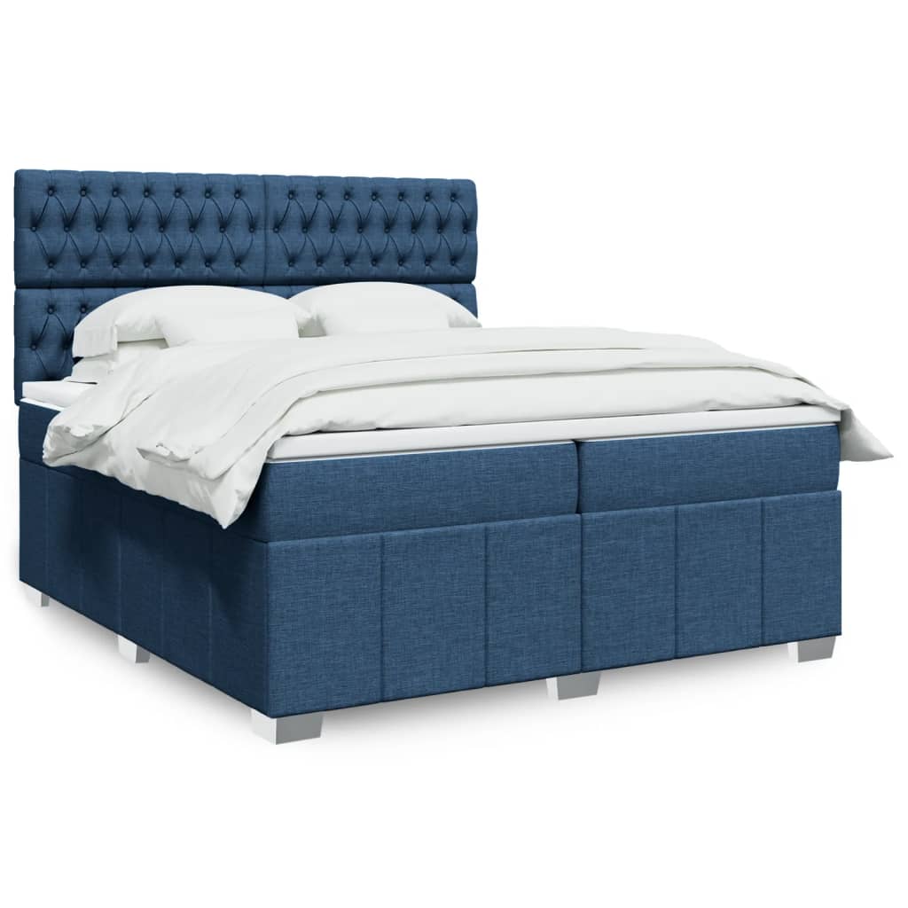 JUNG Vida Boxspringbett mit Matratze Blau 200x200 cm Stoff