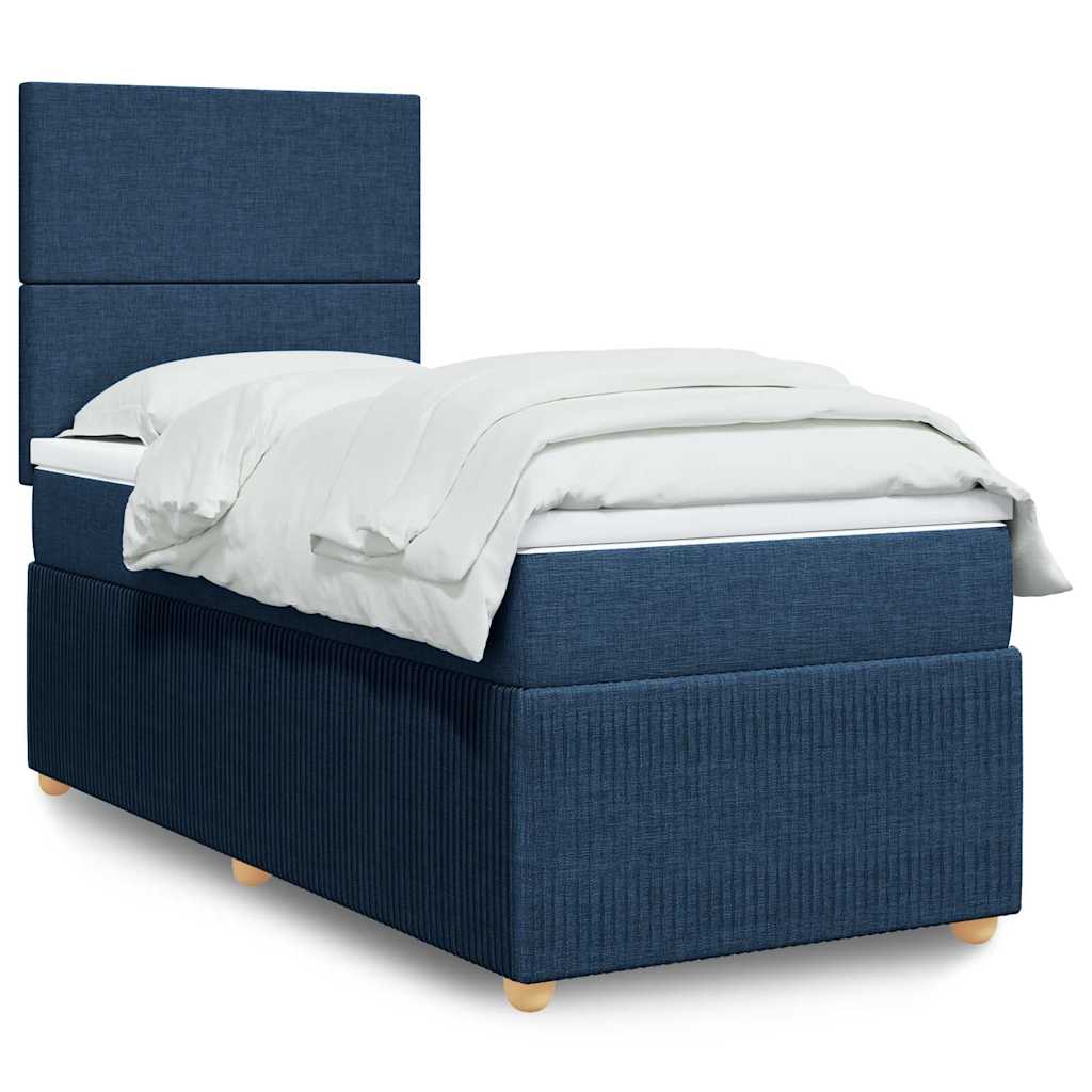 JUNG Vida Boxspringbett mit Matratze Blau 80x200 cm Stoff