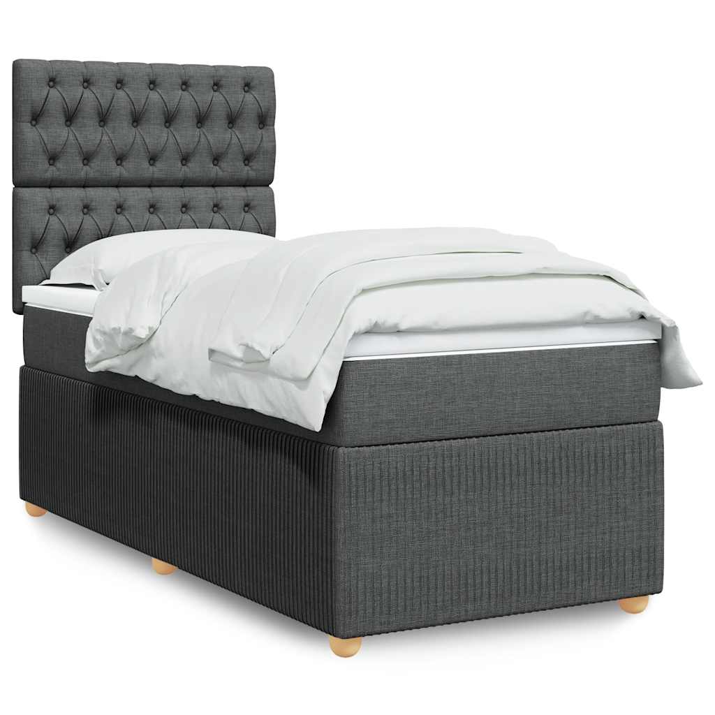 JUNG Vida Boxspringbett mit Matratze Dunkelgrau 80x200 cm Stoff