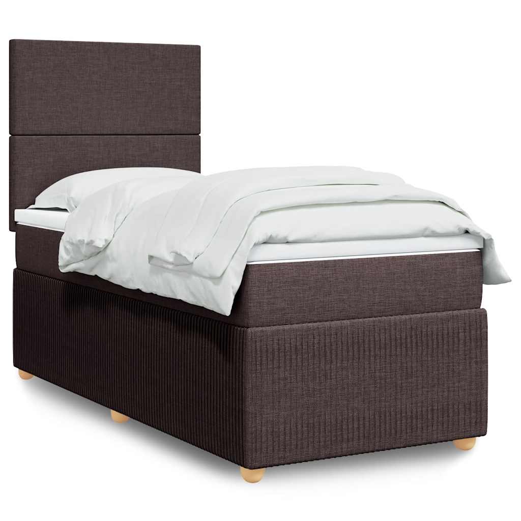 JUNG Vida Boxspringbett mit Matratze Dunkelbraun 90x190 cm Stoff