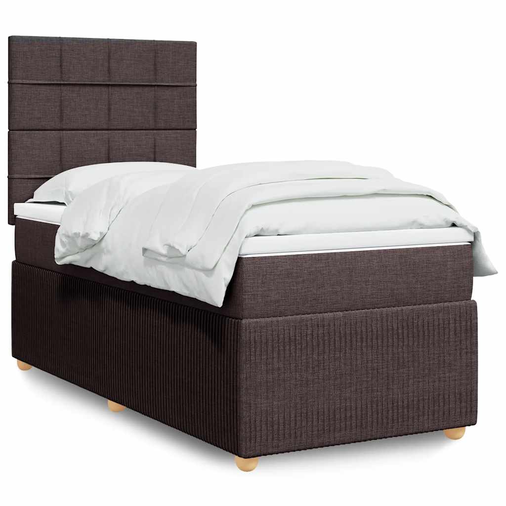 JUNG Vida Boxspringbett mit Matratze Dunkelbraun 90x190 cm Stoff