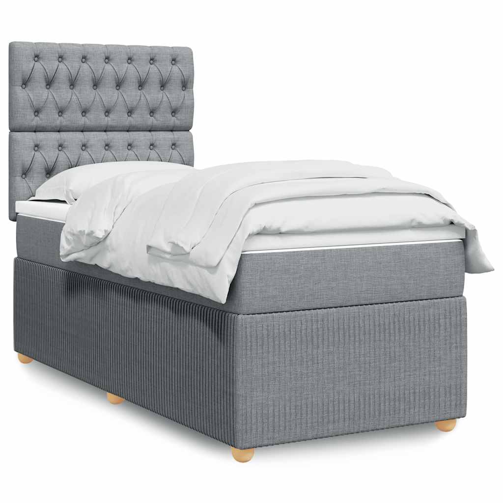 JUNG Vida Boxspringbett mit Matratze Hellgrau 90x190 cm Stoff