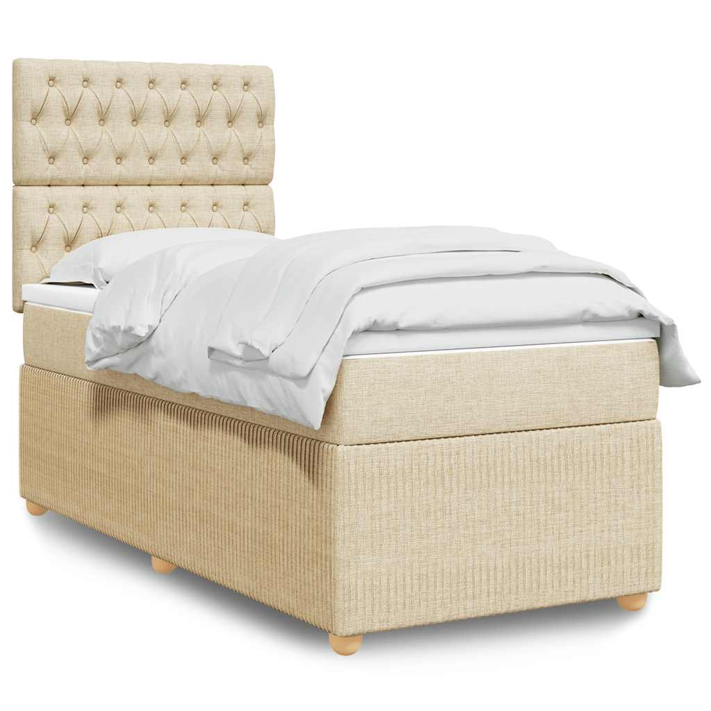JUNG Vida Boxspringbett mit Matratze Creme 90x190 cm Stoff