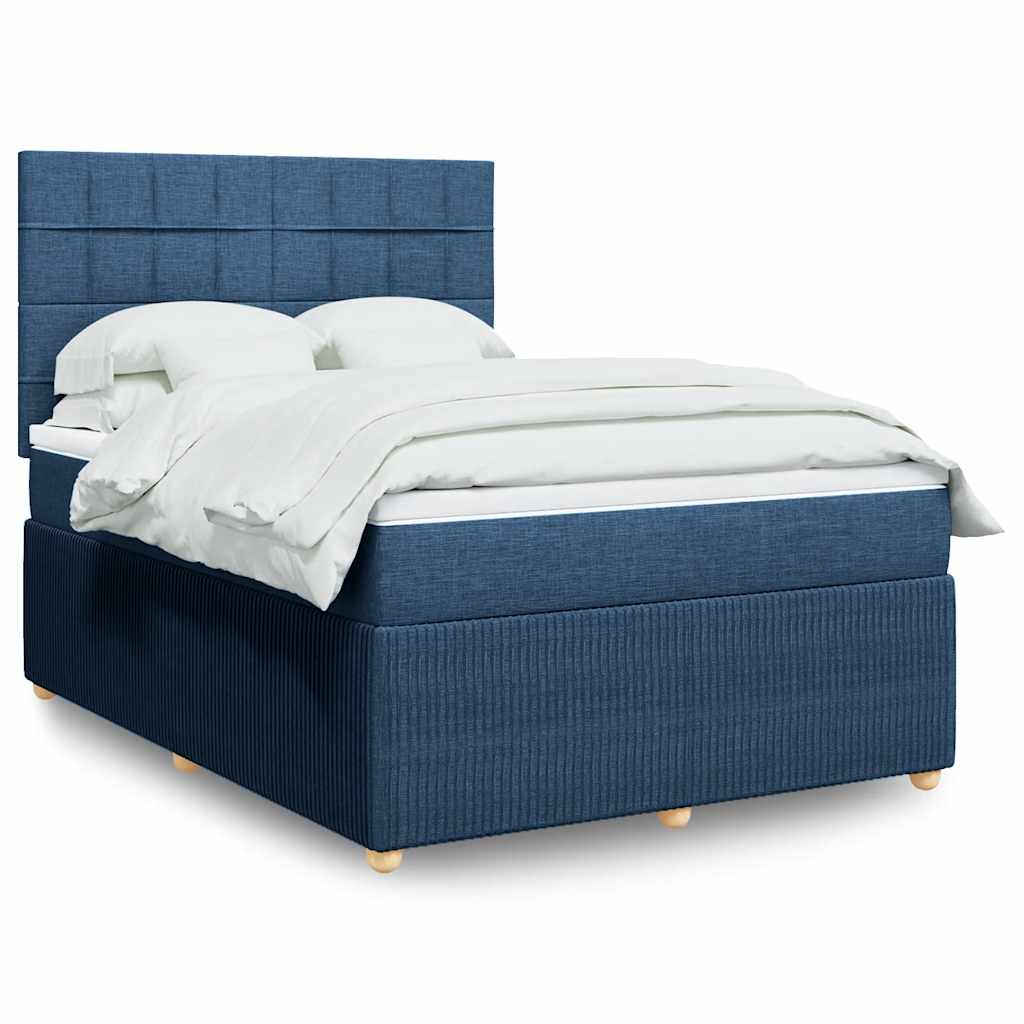 JUNG Vida Boxspringbett mit Matratze Blau 140x200 cm Stoff