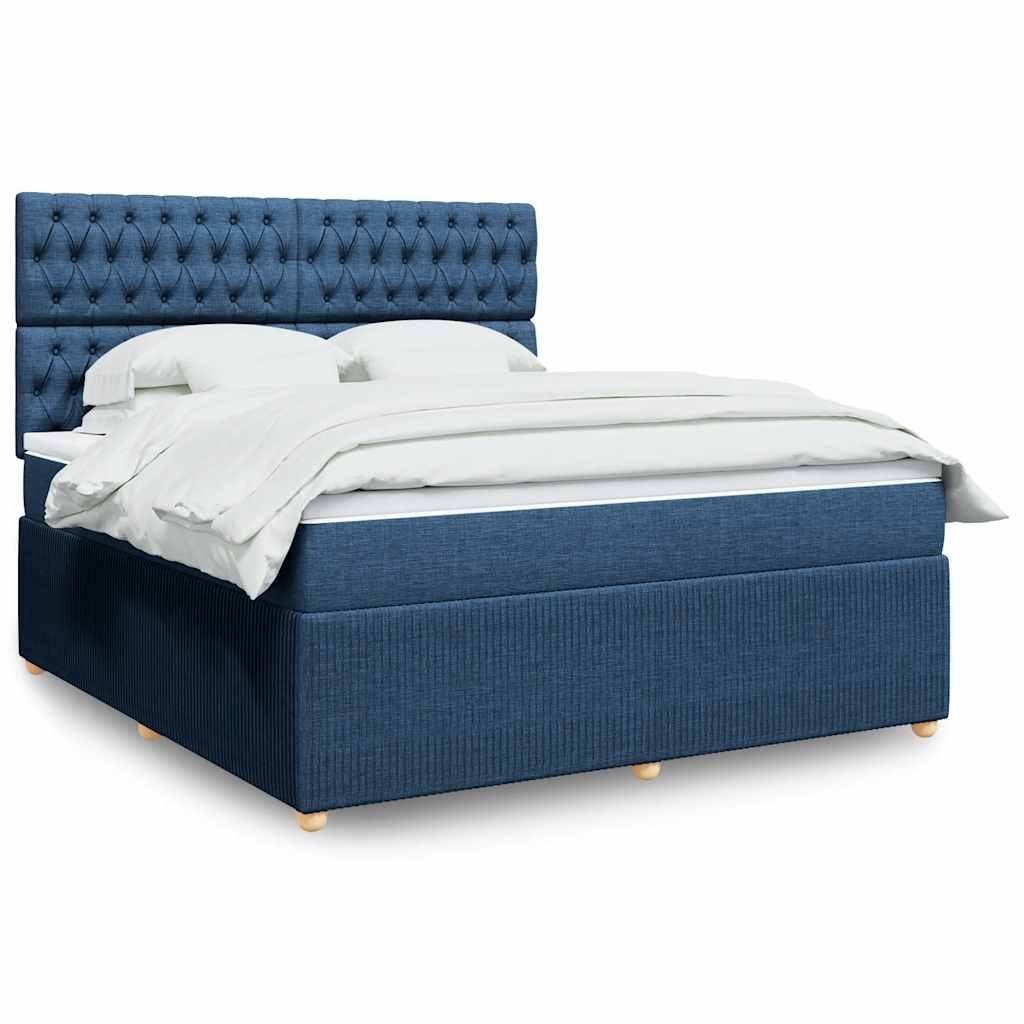 JUNG Vida Boxspringbett mit Matratze Blau 180x200 cm Stoff