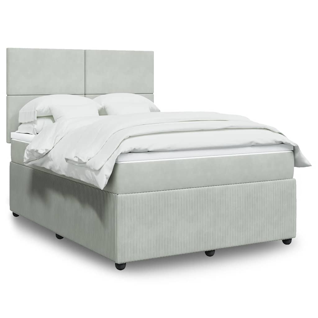 JUNG Vida Boxspringbett mit Matratze Hellgrau 140x190 cm Samt