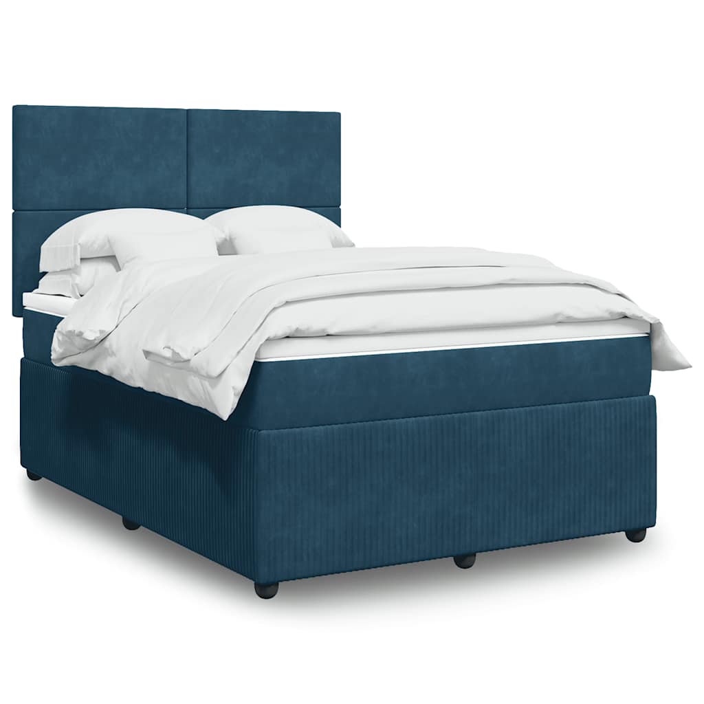 JUNG Vida Boxspringbett mit Matratze Dunkelblau 160x200 cm Samt