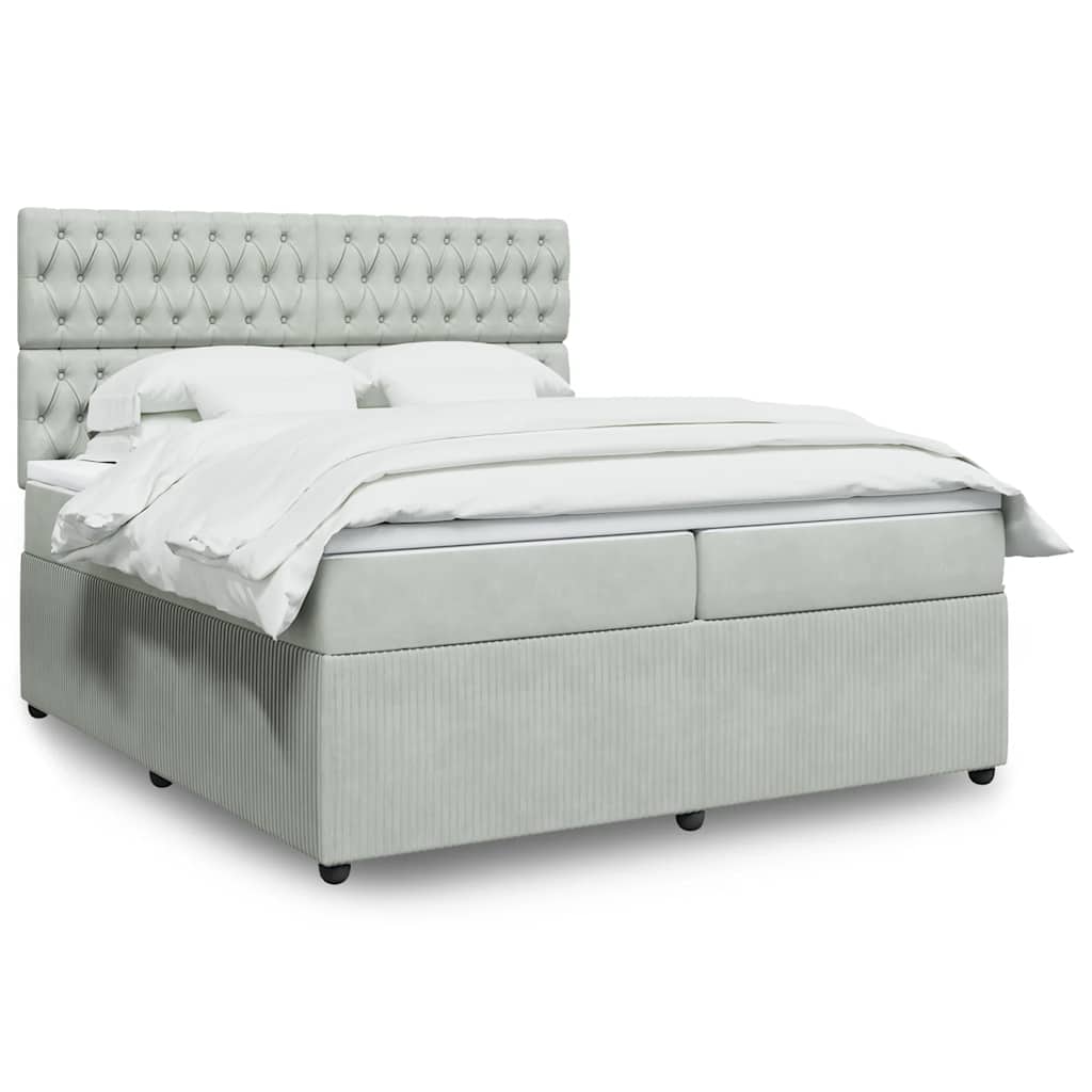 JUNG Vida Boxspringbett mit Matratze Hellgrau 200x200 cm Samt