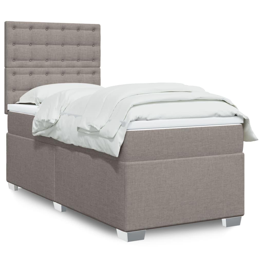 JUNG Vida Boxspringbett mit Matratze Taupe 100x200 cm Stoff