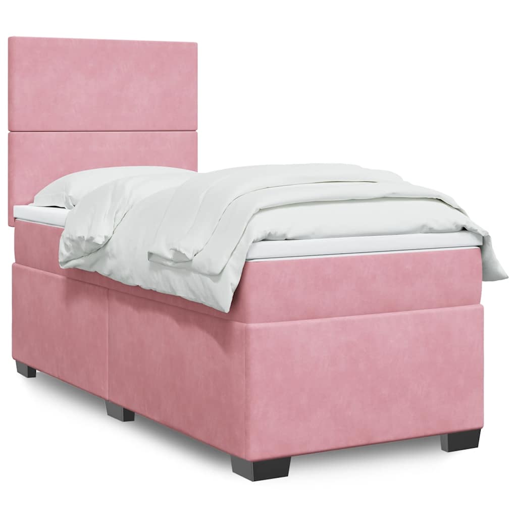 JUNG Vida Boxspringbett mit Matratze Rosa 100x200 cm Samt
