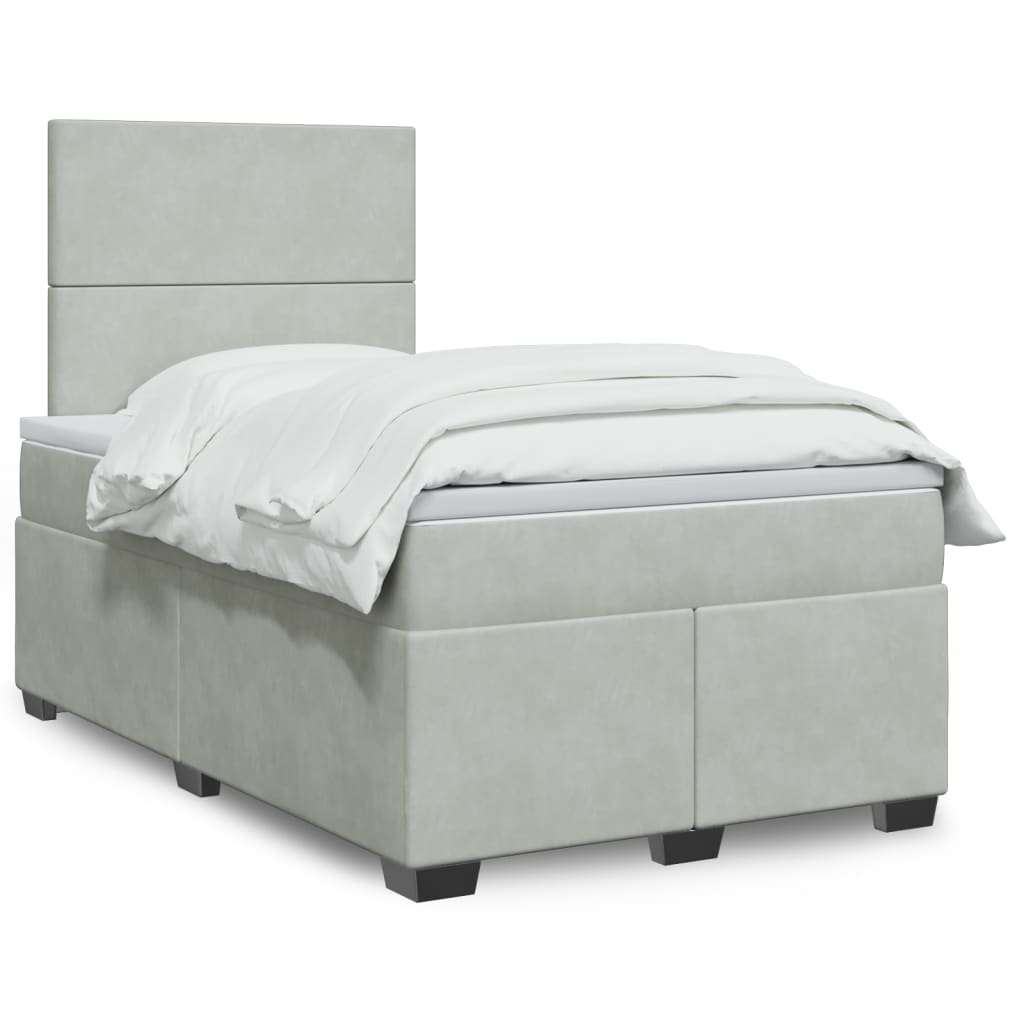 JUNG Vida Boxspringbett mit Matratze Hellgrau 120x190 cm Samt