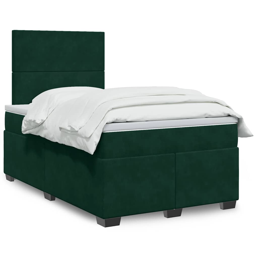 JUNG Vida Boxspringbett mit Matratze Dunkelgrün 120x190 cm Samt