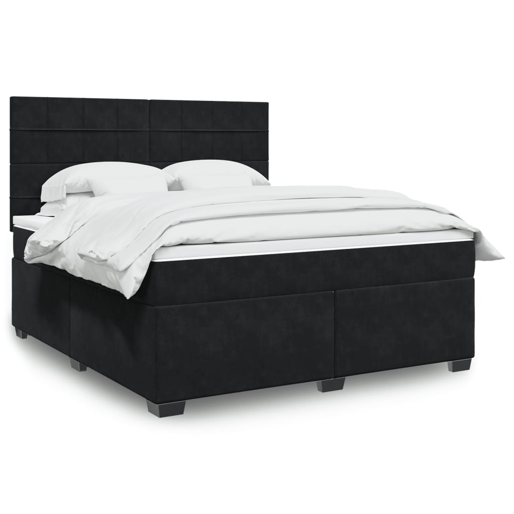 JUNG Vida Boxspringbett mit Matratze Schwarz 180x200 cm Samt