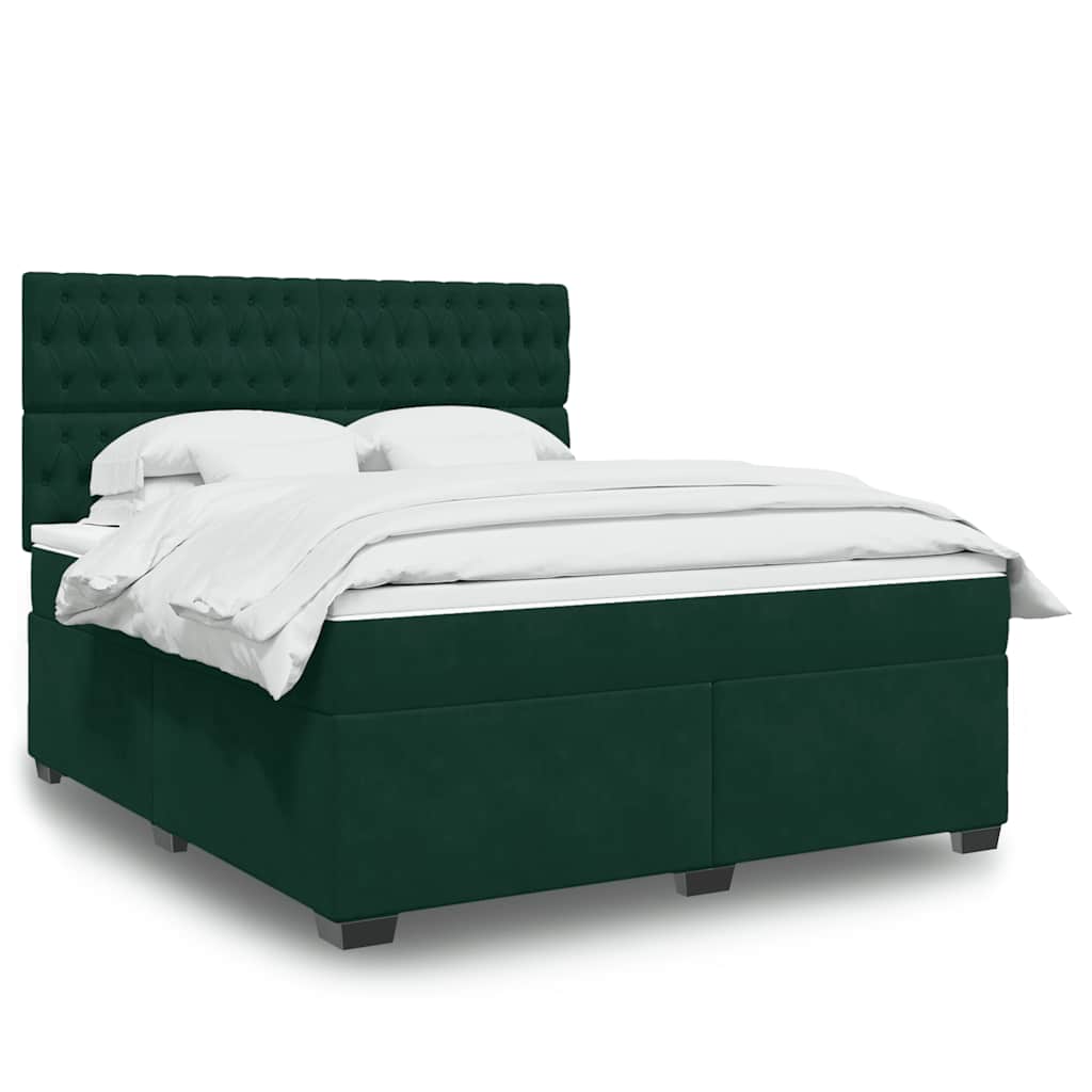 JUNG Vida Boxspringbett mit Matratze Dunkelgrün 180x200 cm Samt