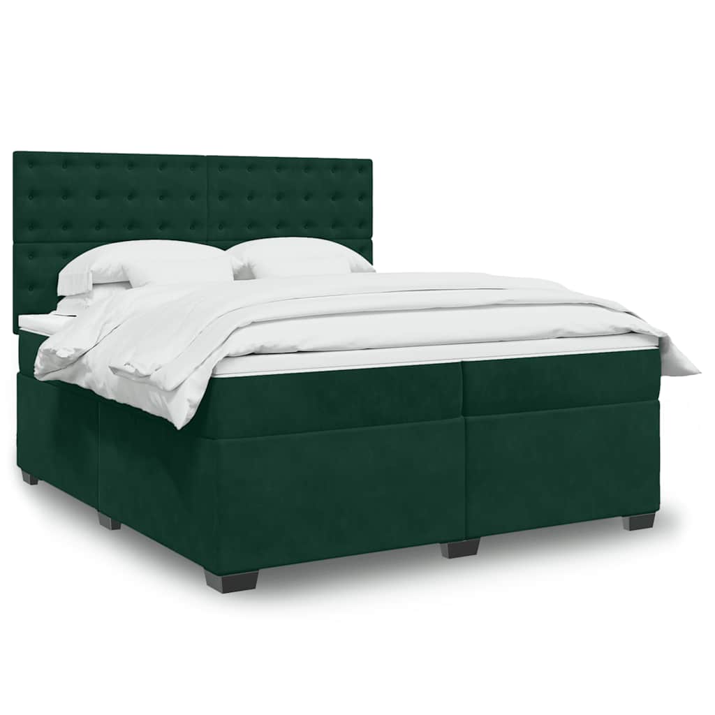 JUNG Vida Boxspringbett mit Matratze Dunkelgrün 180x200 cm Samt