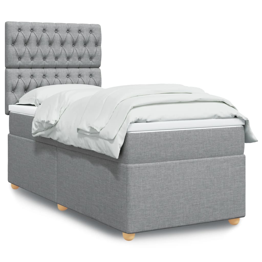 JUNG Vida Boxspringbett mit Matratze Hellgrau 80x200 cm Stoff