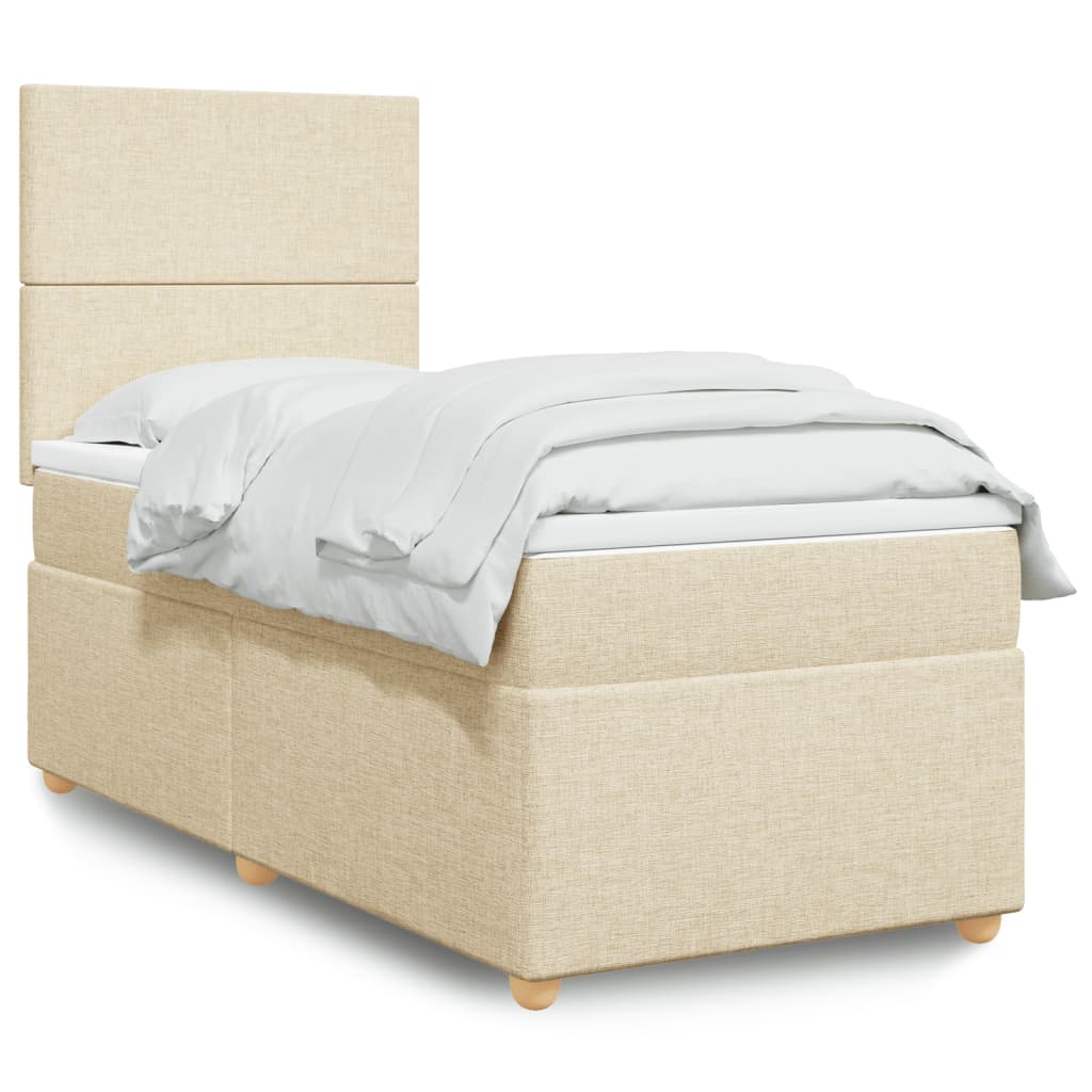 JUNG Vida Boxspringbett mit Matratze Creme 90x190 cm Stoff