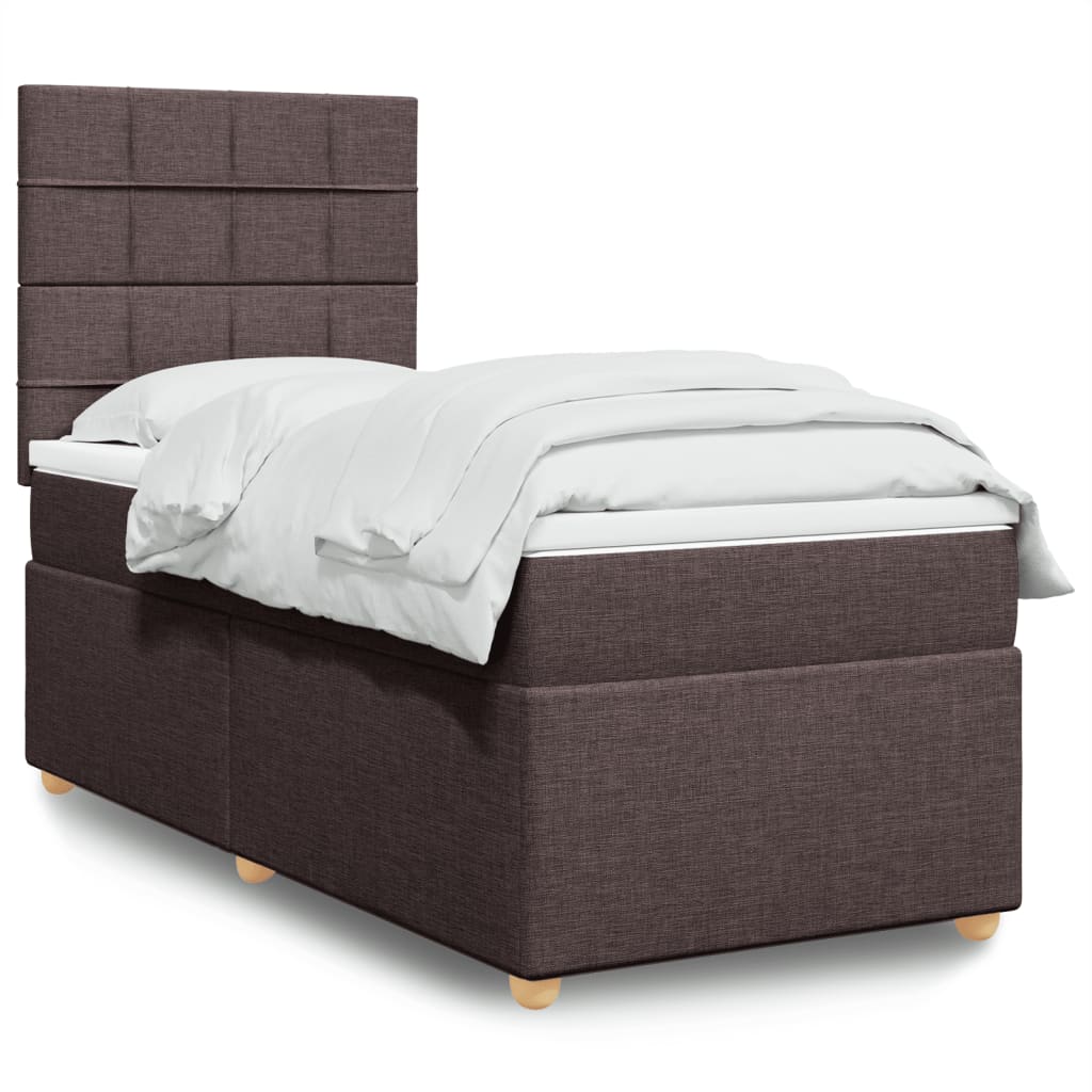 JUNG Vida Boxspringbett mit Matratze Dunkelbraun 100x200 cm Stoff