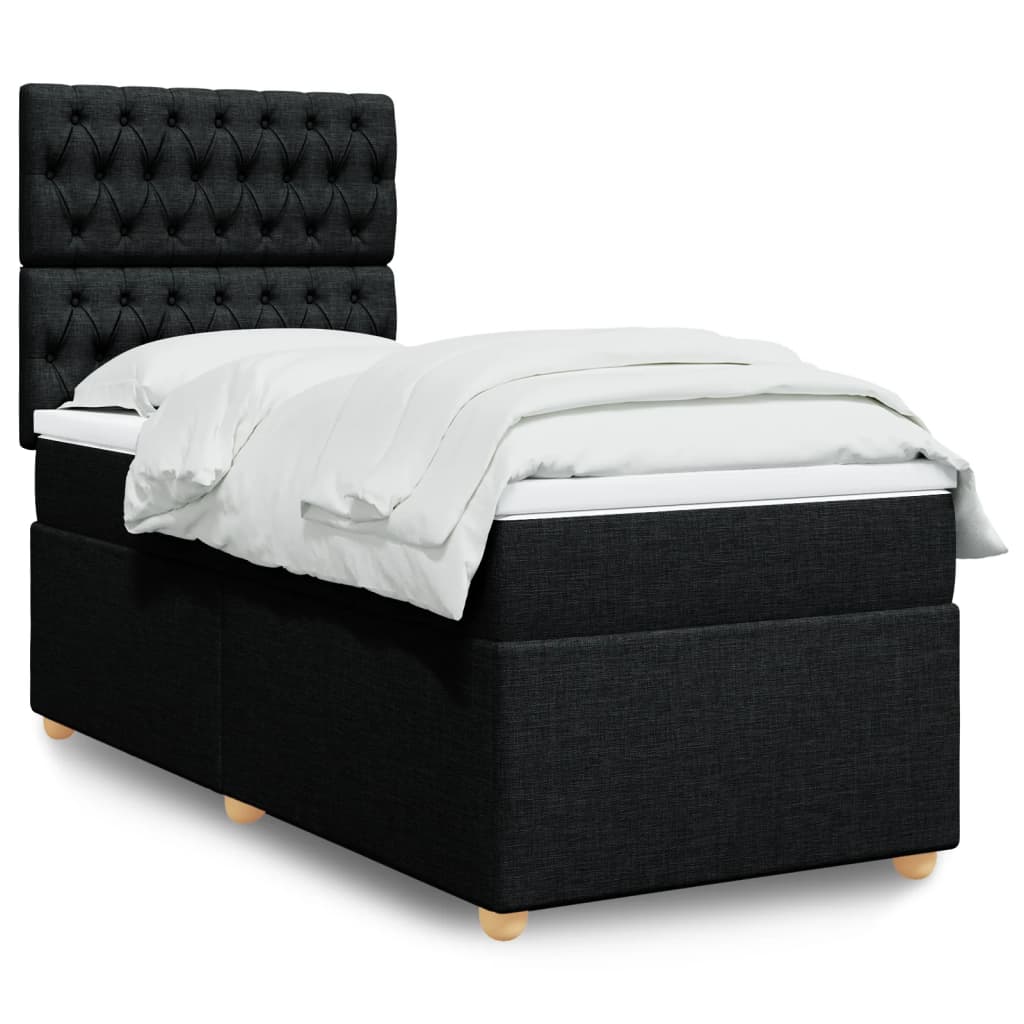 JUNG Vida Boxspringbett mit Matratze Schwarz 100x200 cm Stoff