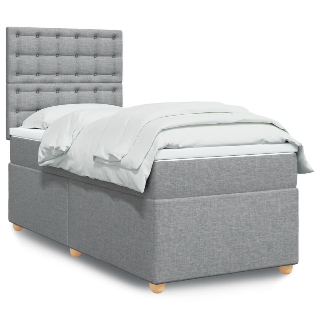 JUNG Vida Boxspringbett mit Matratze Hellgrau 100x200 cm Stoff