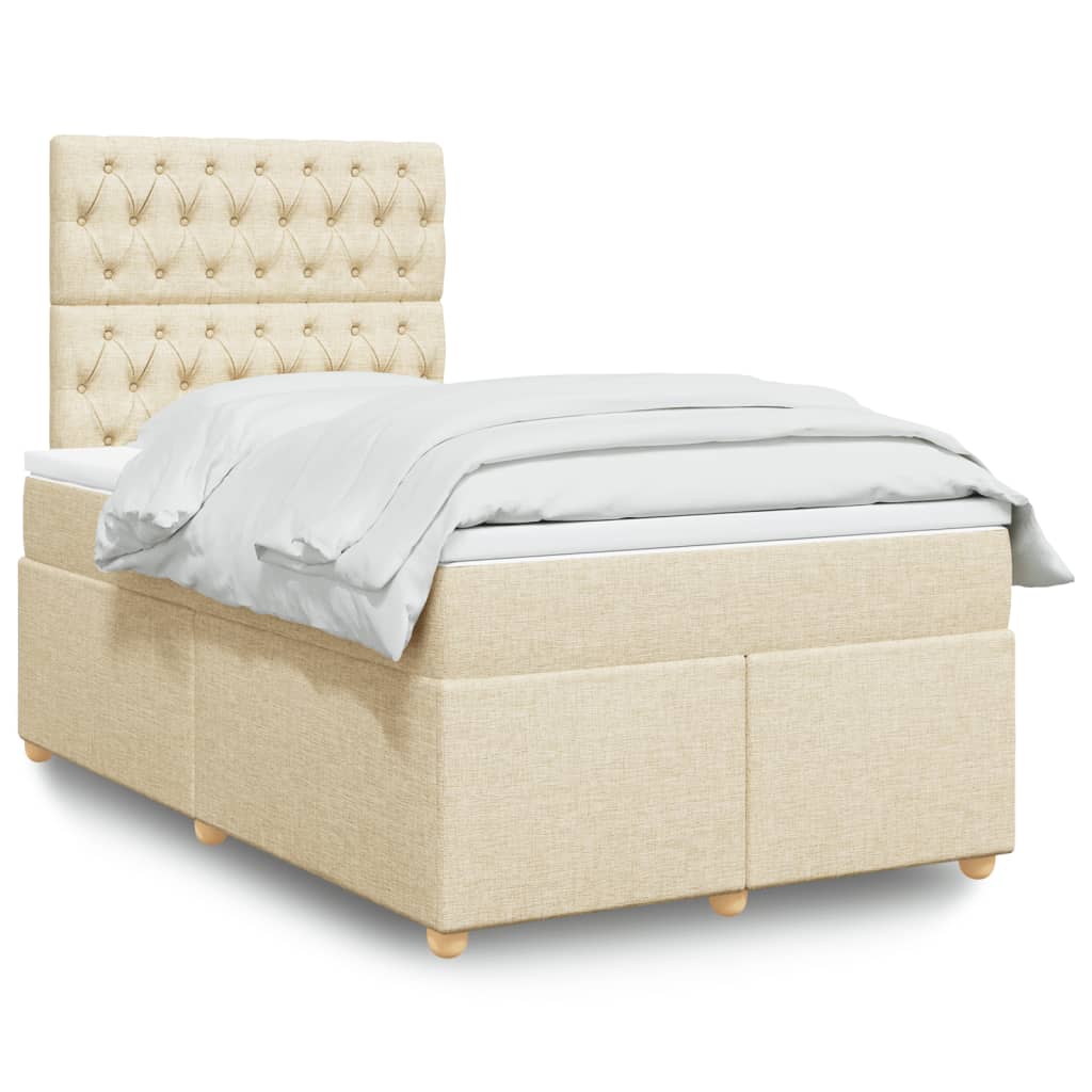JUNG Vida Boxspringbett mit Matratze Creme 120x200 cm Stoff