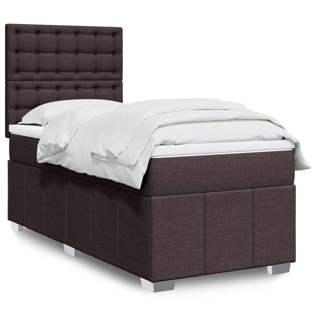 JUNG Vida Boxspringbett mit Matratze Dunkelbraun 90x190 cm Stoff