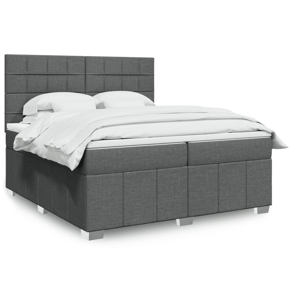 JUNG Vida Boxspringbett mit Matratze Dunkelgrau 200x200 cm Stoff