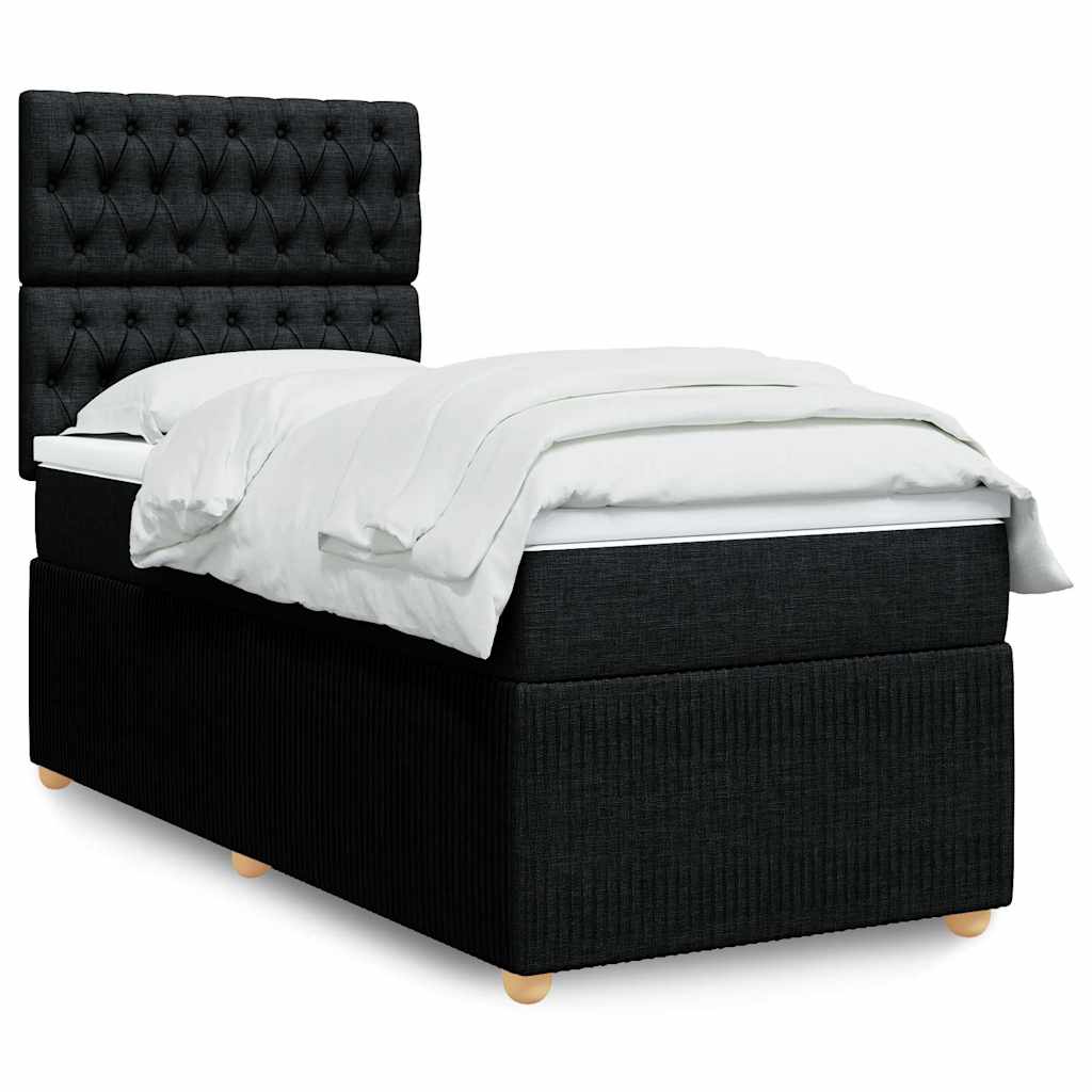 JUNG Vida Boxspringbett mit Matratze Schwarz 80x200 cm Stoff