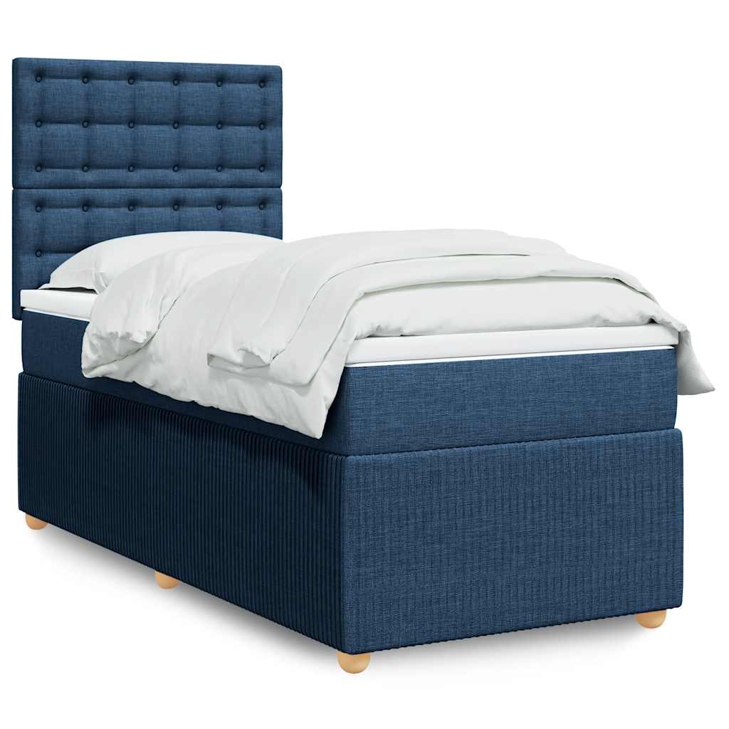 JUNG Vida Boxspringbett mit Matratze Blau 80x200 cm Stoff