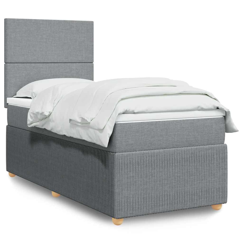 JUNG Vida Boxspringbett mit Matratze Hellgrau 90x190 cm Stoff