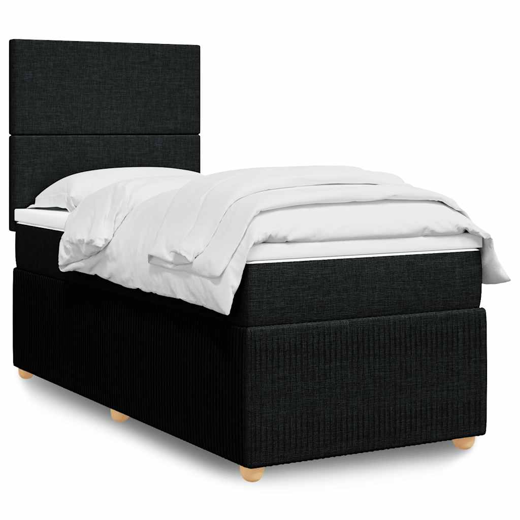 JUNG Vida Boxspringbett mit Matratze Schwarz 90x190 cm Stoff