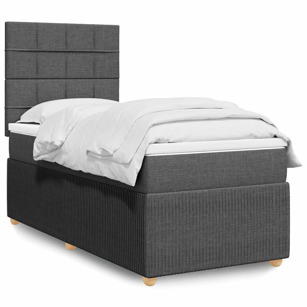 JUNG Vida Boxspringbett mit Matratze Dunkelgrau 90x190 cm Stoff