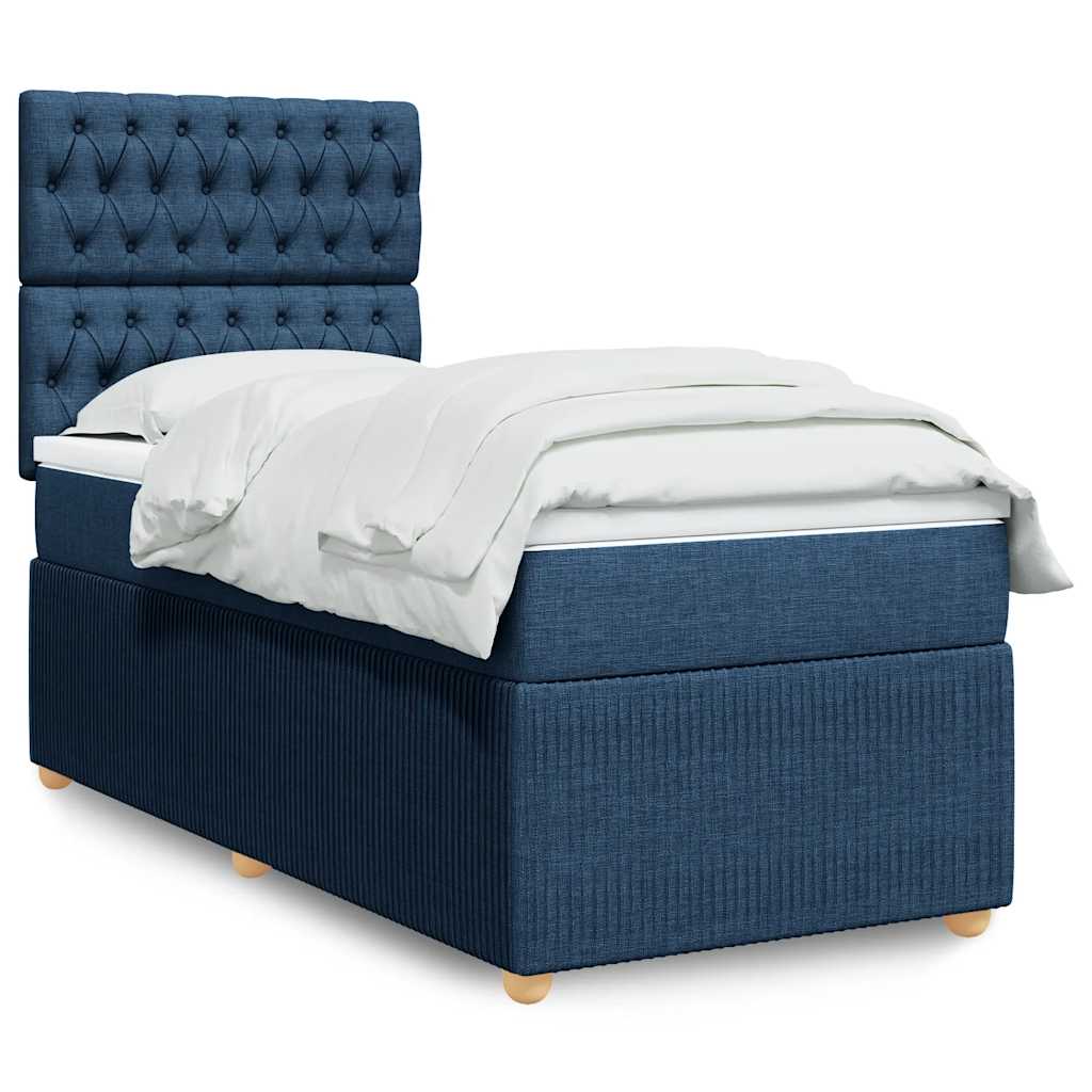 JUNG Vida Boxspringbett mit Matratze Blau 90x190 cm Stoff